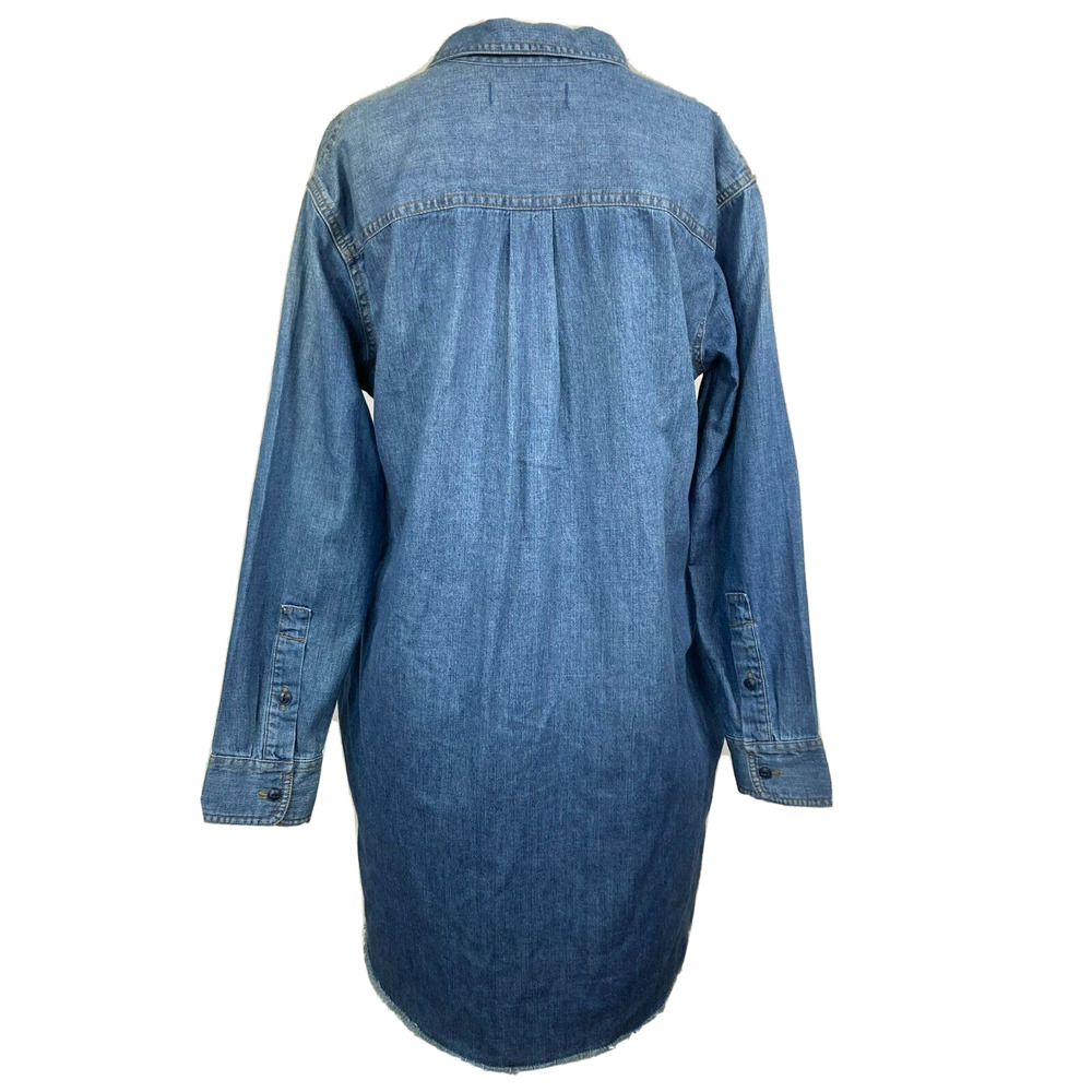 Madewell Dress Womens Sz XXS Blue Denim Shirt Cotton Button Up‎ Collared Raw Hem - Picture 3 of 11